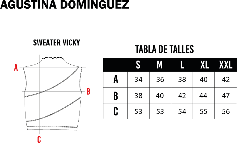 Tabla de talles de Musculosa Vicky Amarilla