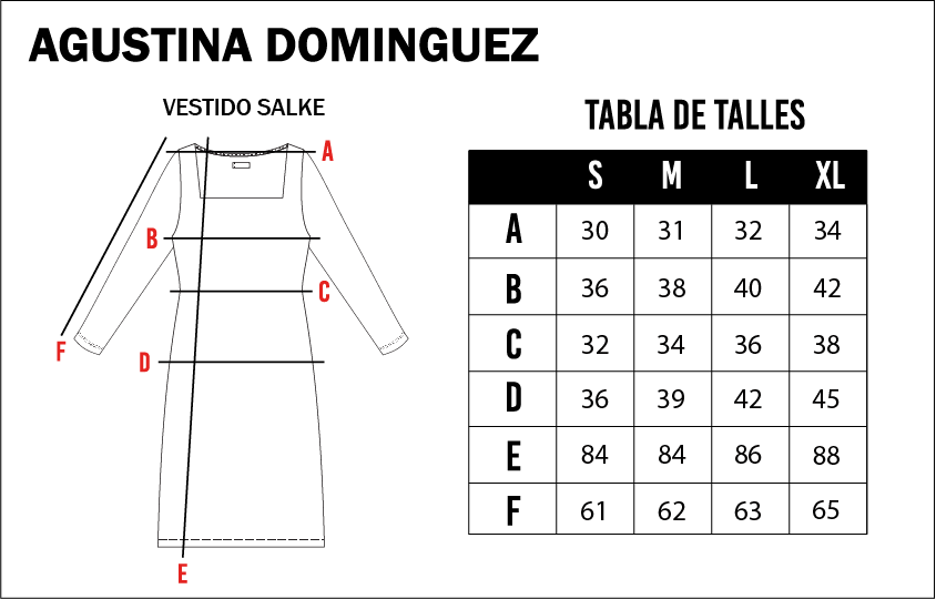 Tabla de talles de Vestido Salke Uva