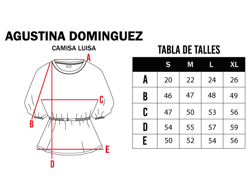 Tabla de talles de Camisa Luisa Beige
