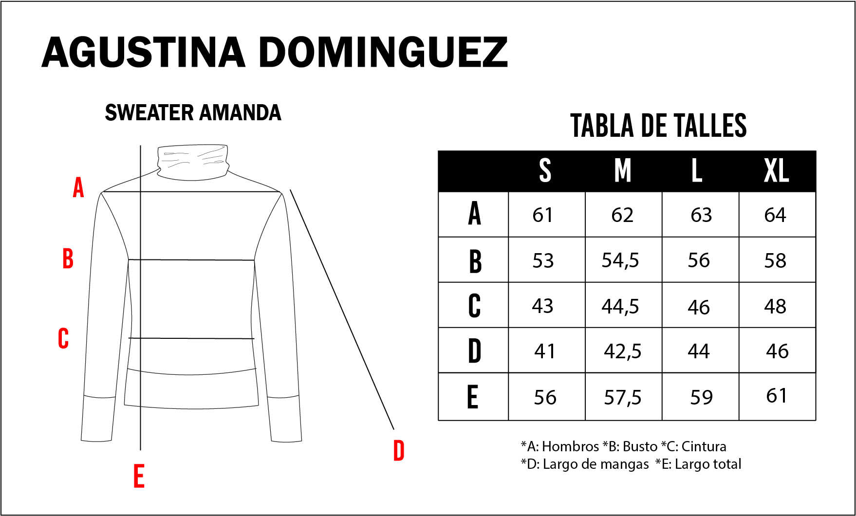 Tabla de talles de Sweater Amanda Fucsia