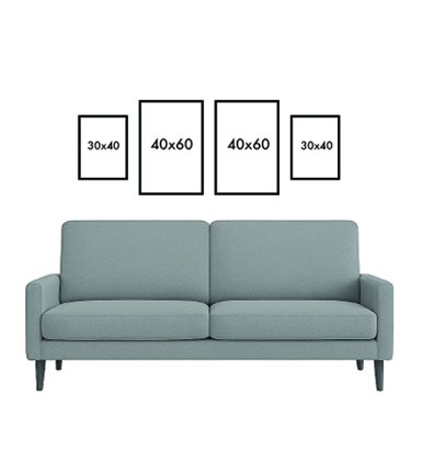 Opci&oacute;n F &mdash; galer&iacute;a grande: 2 cuadros 40x60, 3 cuadros 30x40