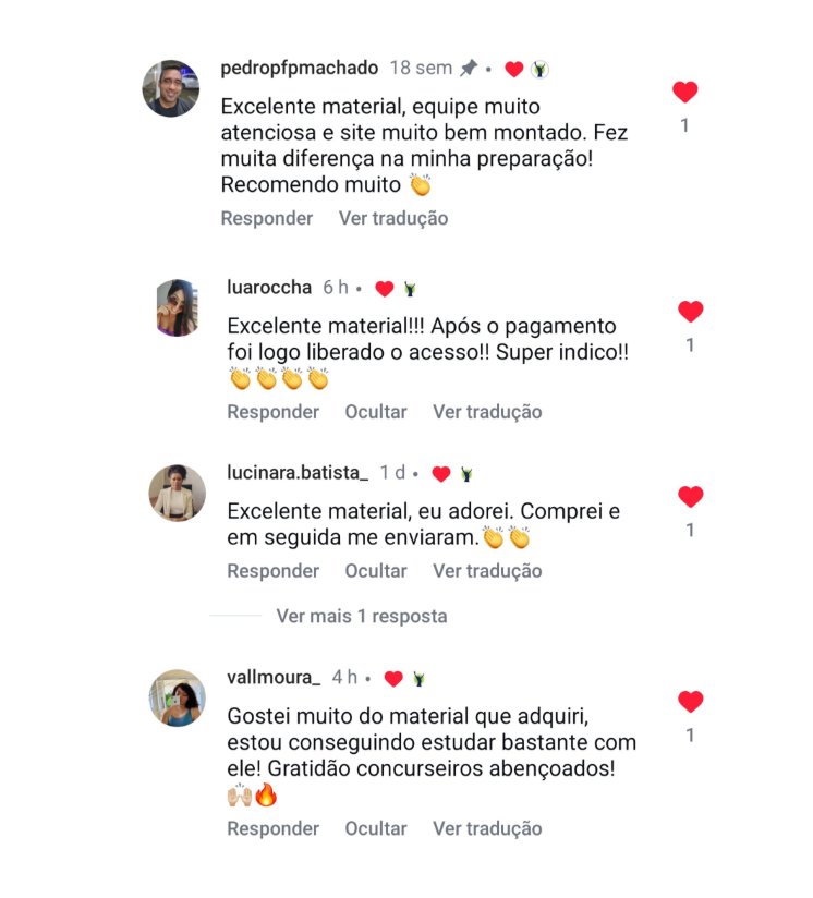 Depoimentos reais de alunos no Instagram