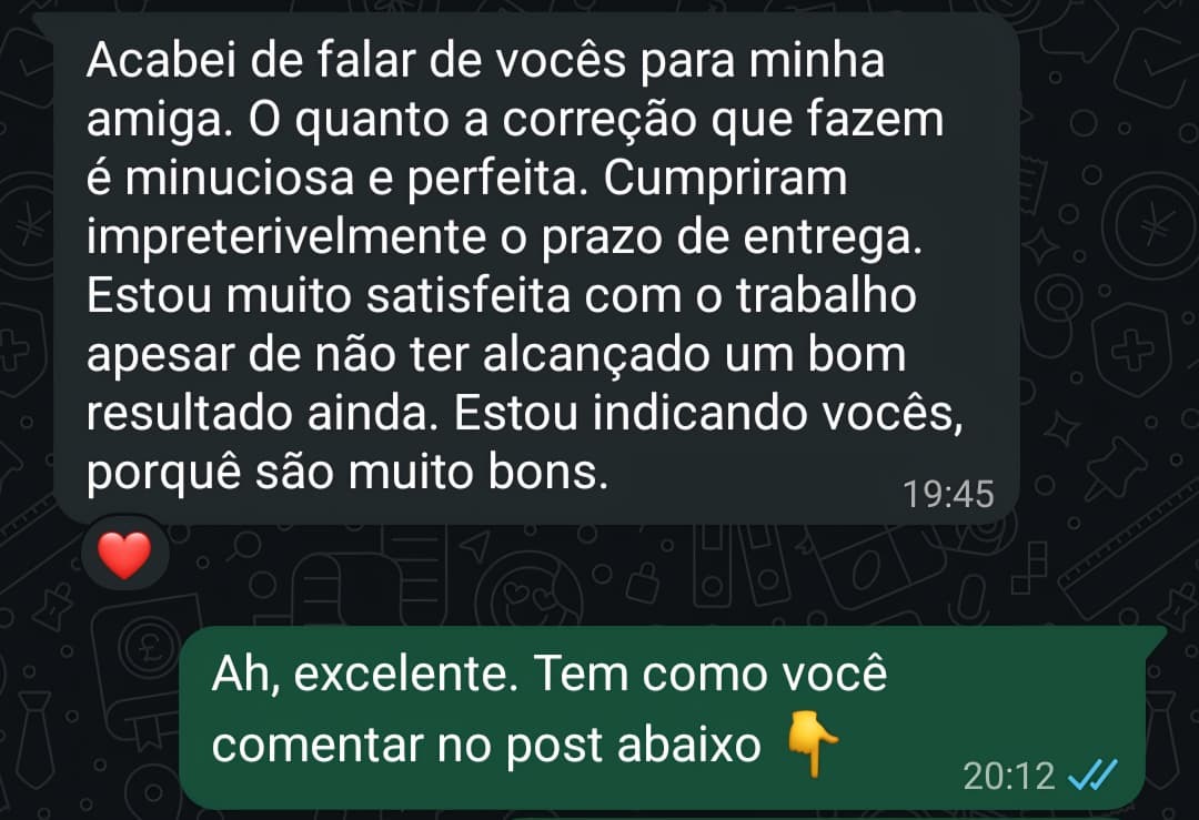 Depoimento de aluno sobre o serviço de correção — 1