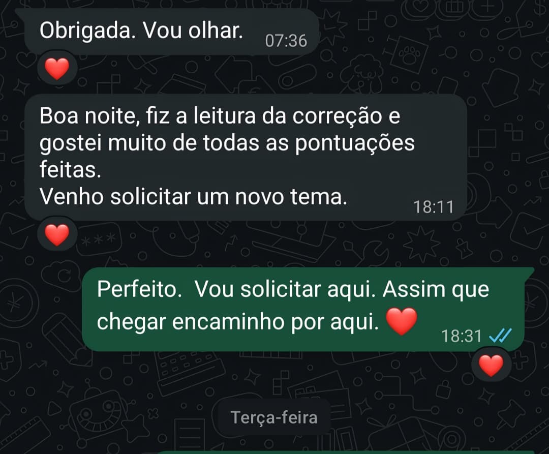 Depoimento de aluno sobre o serviço de correção — 3