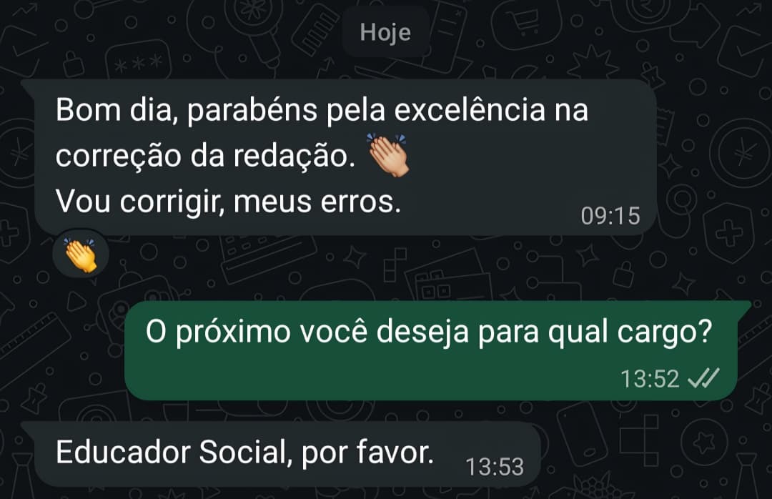 Depoimento de aluno sobre o serviço de correção — 5