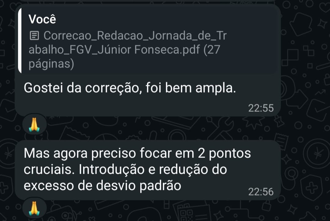 Depoimento de aluno sobre o serviço de correção — 7