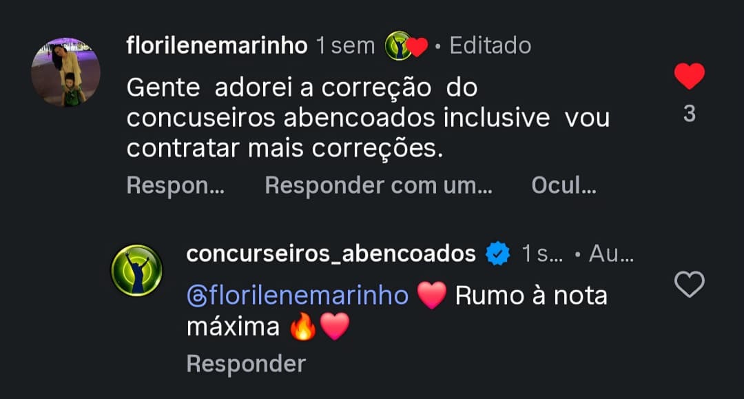 Depoimento de aluno sobre o serviço de correção — 8