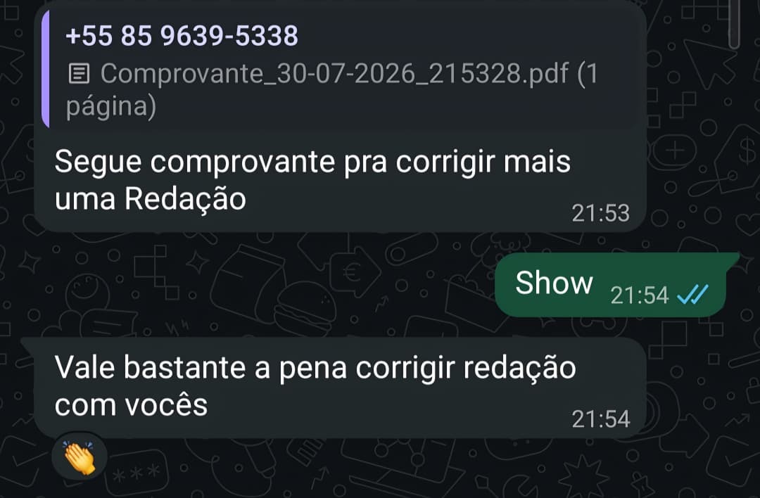 Depoimento de aluno sobre o serviço de correção — 9