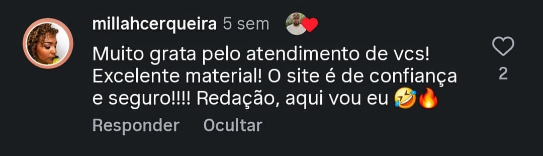 Depoimento de aluno sobre o serviço de correção — 14
