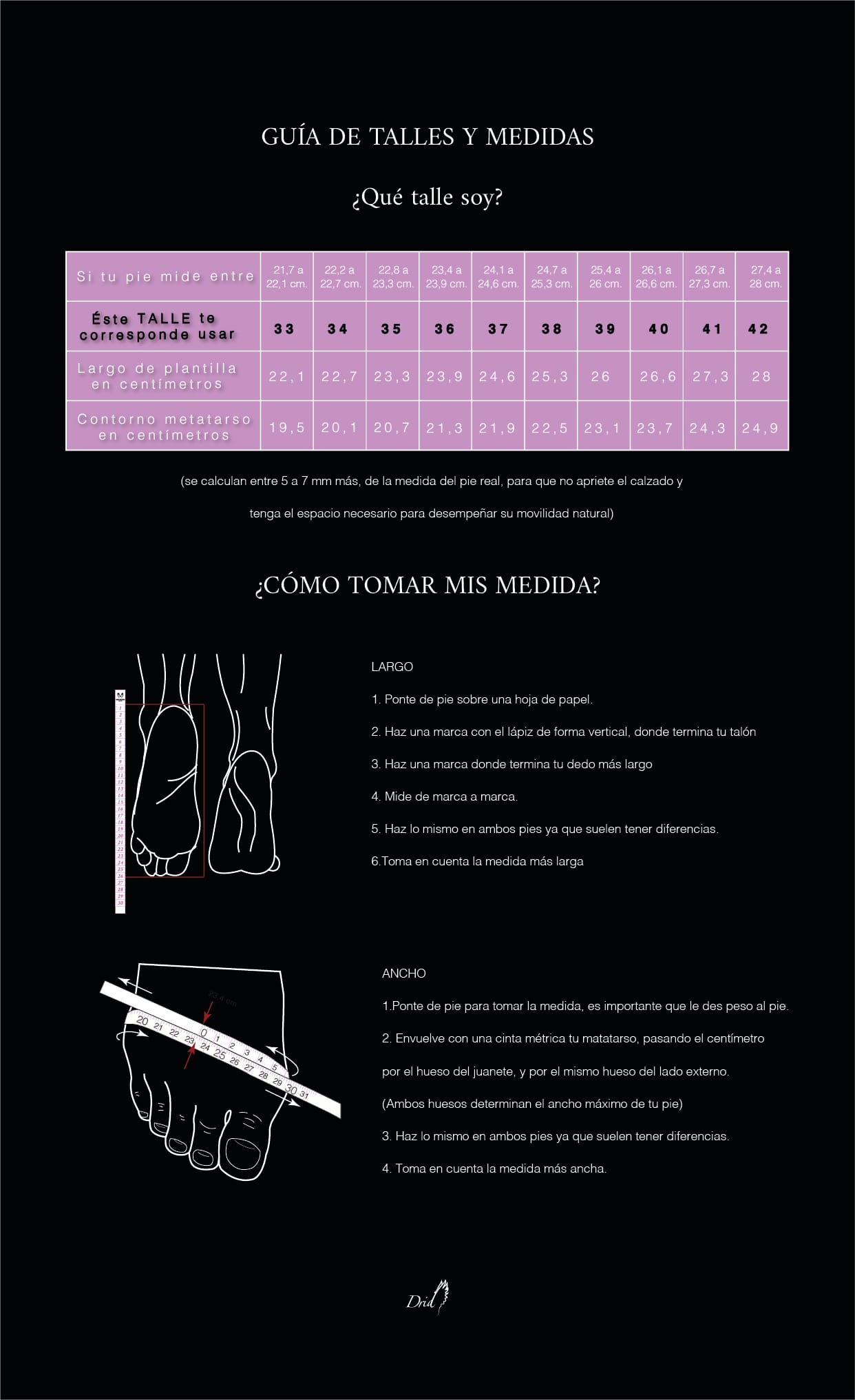 Que talle de zapatos Drid soy? Cómo tomar las medidas de mis pies ZAPATOS