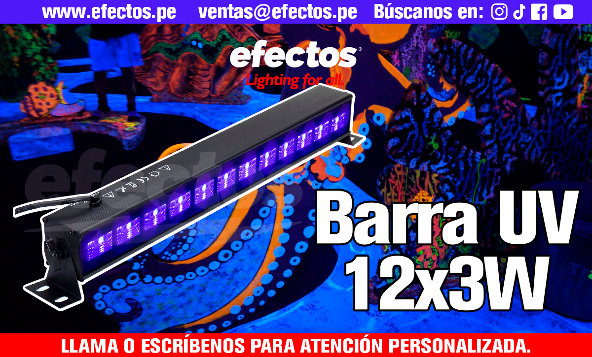 Barra UV 12x3W LED Luz Negra Decoración Neon