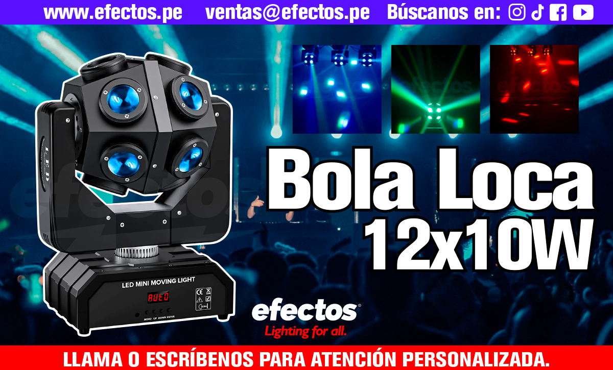 Bola Loca 12x10W RGBW Dmx Luces para DJ Disco Bar