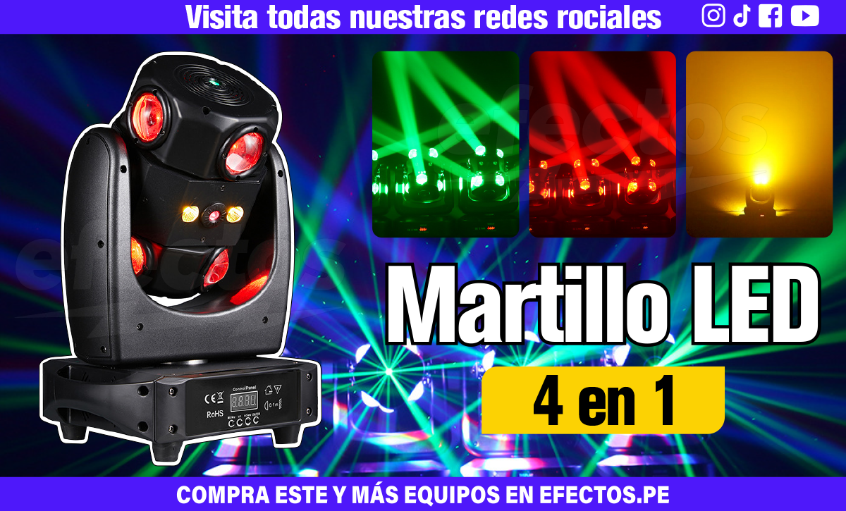 Efecto Martillo LED 4 en 1 LED Strobo Laser Luces para DJ Discoteca