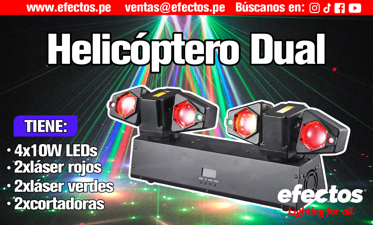 Helicóptero Dual 4 en 1 RGB Dmx Luces DJ Dmx Karaoke Bar