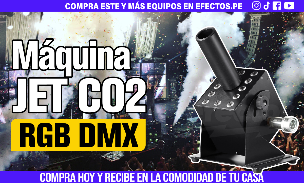 Máquina JET Co2 RGB con DMX Luces Escenario Disco Eventos