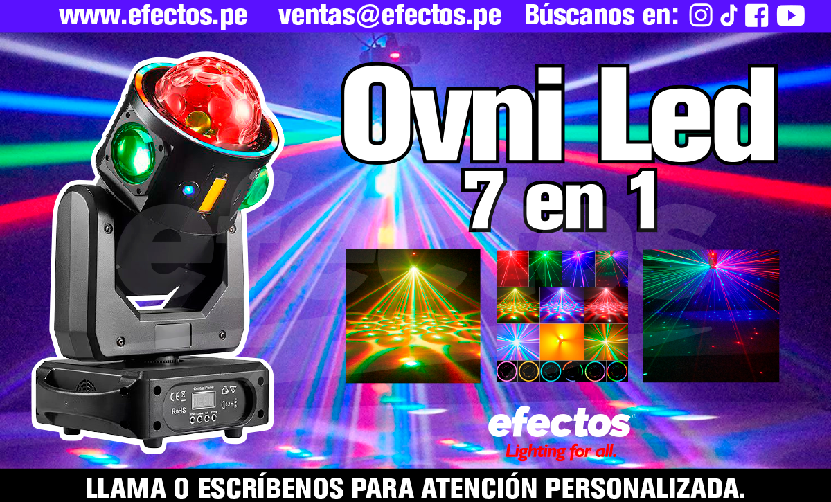 Ovni LED 7 en 1 Dmx Efecto Luces Dj Discoteca Karaoke
