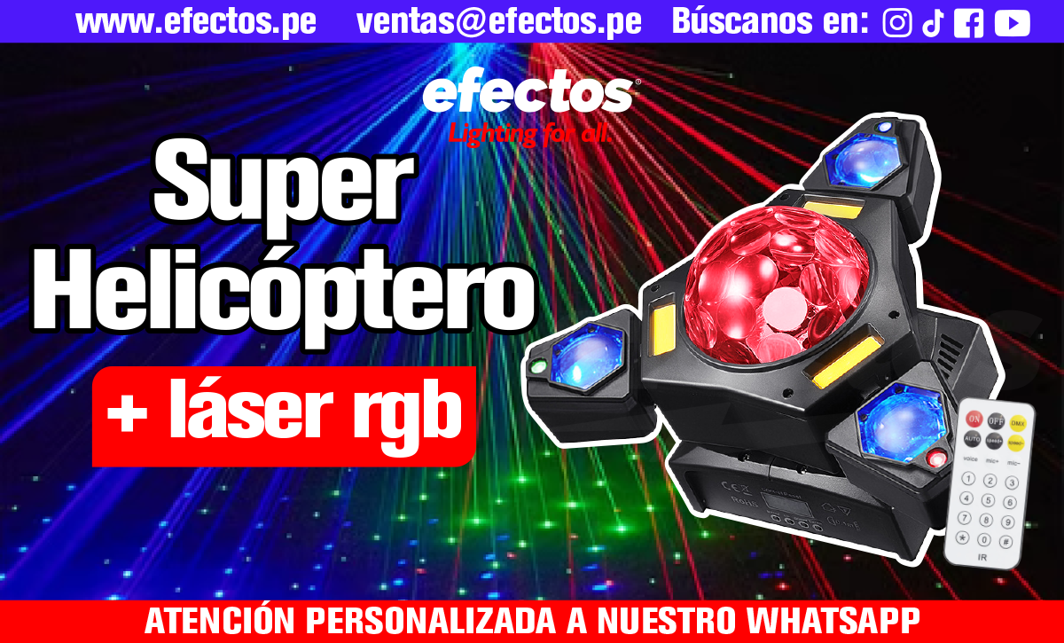 Super Helicoptero + Laser RGB DJ Luces Karaoke