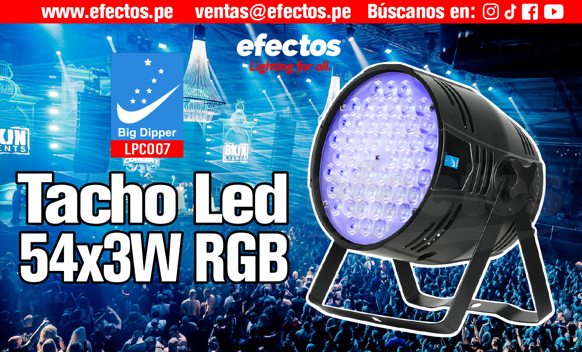 Tacho Par LED 54x3W LPC007 Bigdipper Dmx DJ Escenario