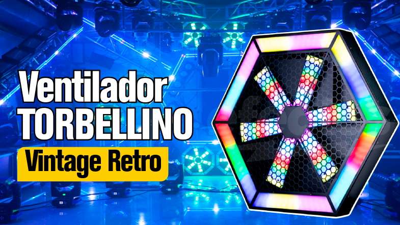 Ventilador Vintage Fun RGBW Luces Retro para Discoteca Escenario