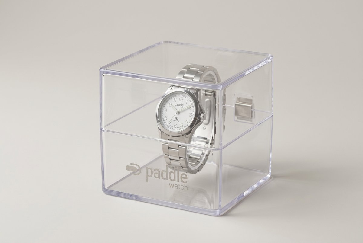 Reloj clásico de mujer en estuche de acrílico transparente Paddle Watch