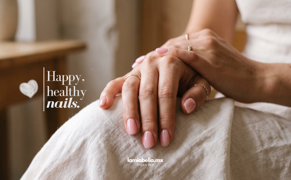 Happy, healthy nails. Manos con manicure rosa — lamiabella.mx