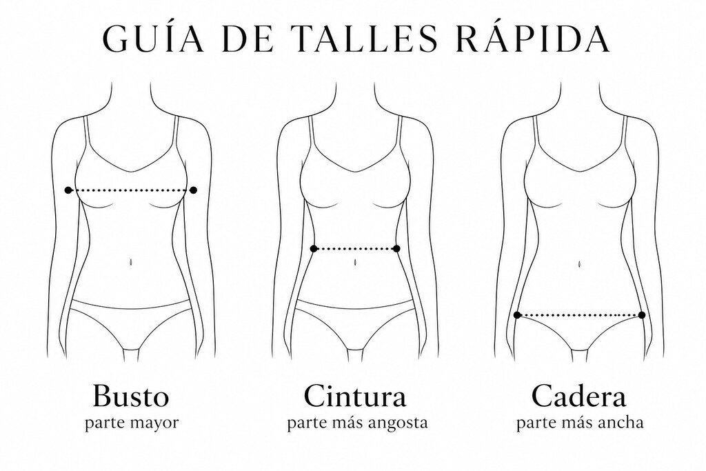 Guía de talles rápida: cómo medir busto, cintura y cadera