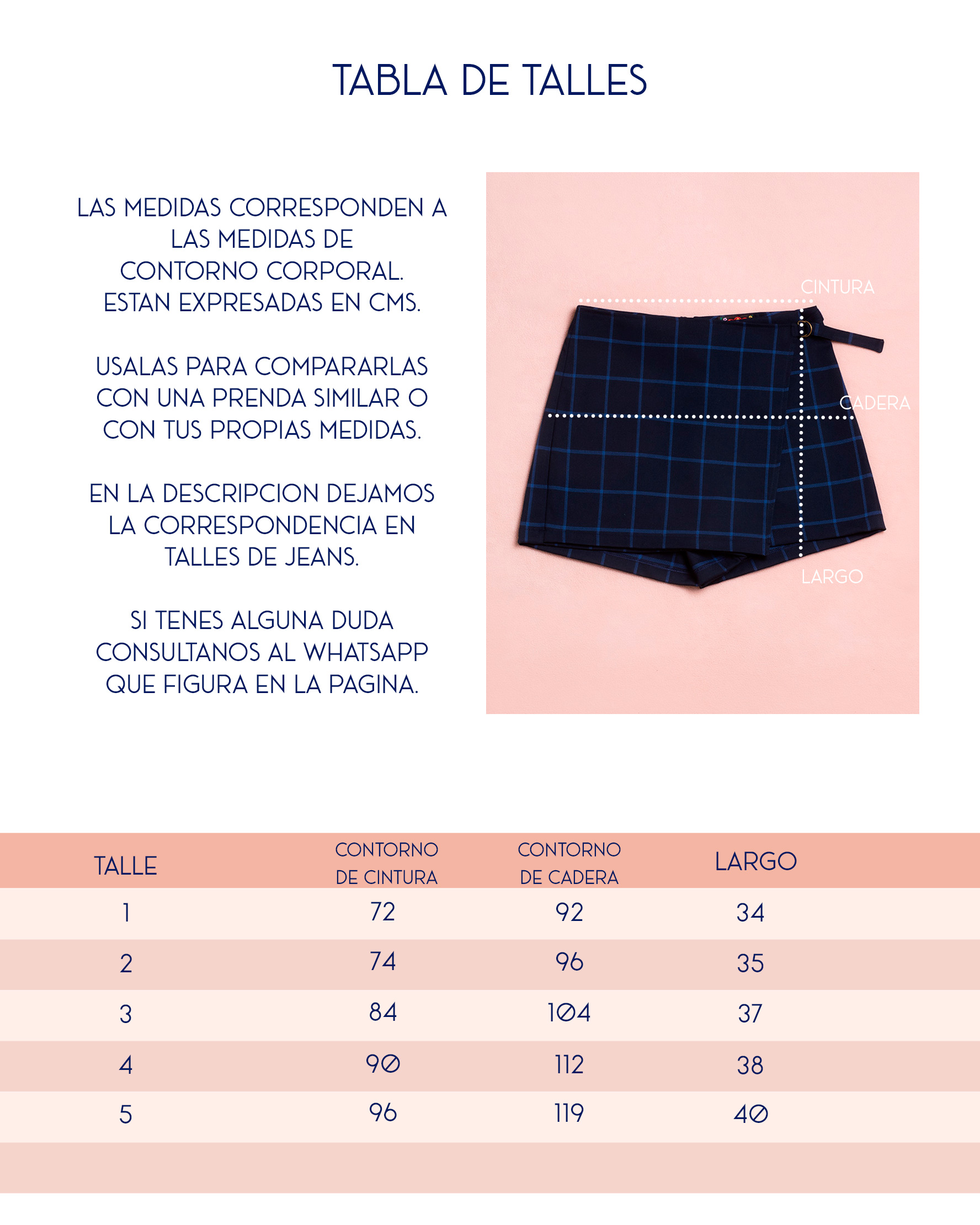 Tabla de talles skort Luisa