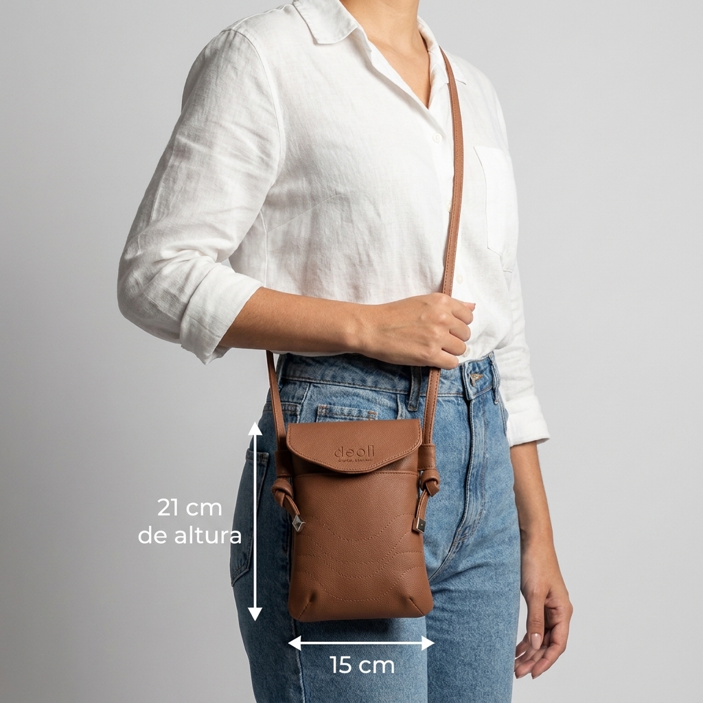 Bolsa tiracolo pequena porta celular bege