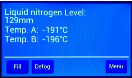 Tela do controlador em situa&ccedil;&atilde;o normal, com n&iacute;vel e temperaturas