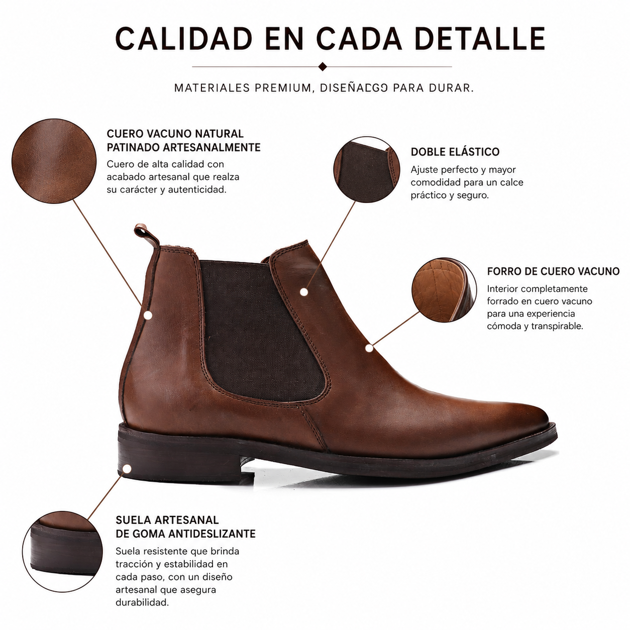 Construcci&oacute;n Bota Chelsea 9055 marr&oacute;n