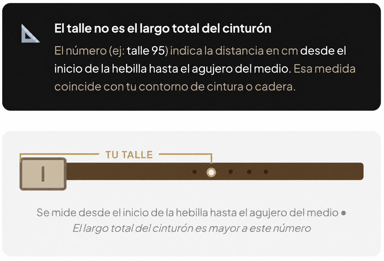 Cómo se mide el talle del cinturón: desde el inicio de la hebilla hasta el agujero del medio