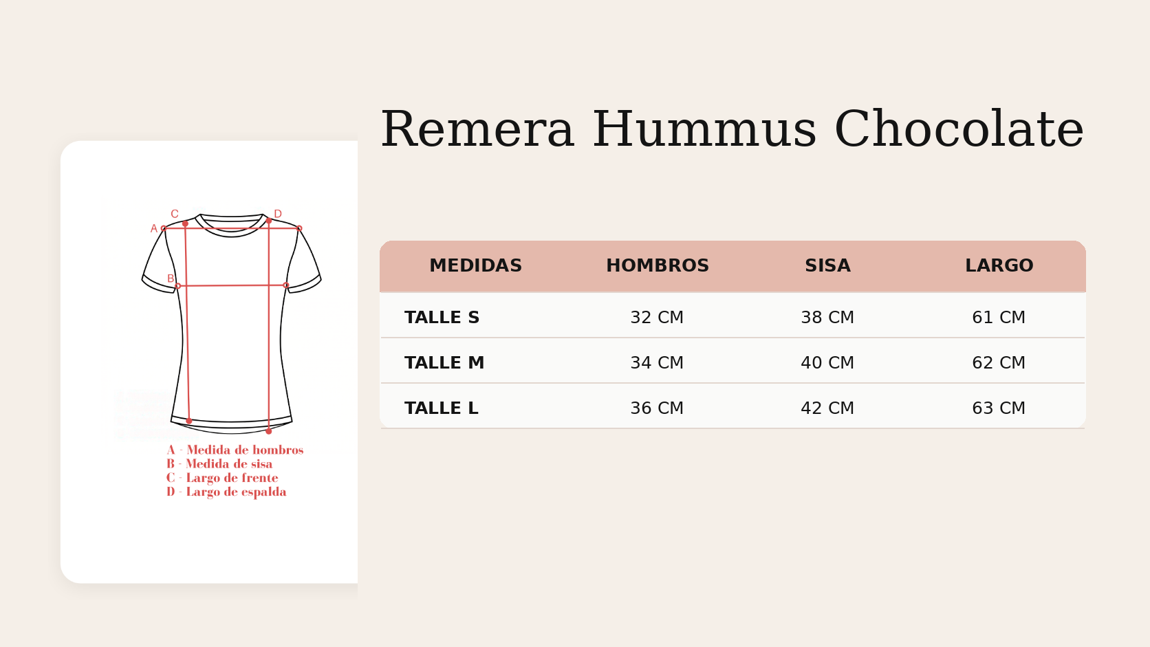 Guía de talles Remera Hummus Chocolate