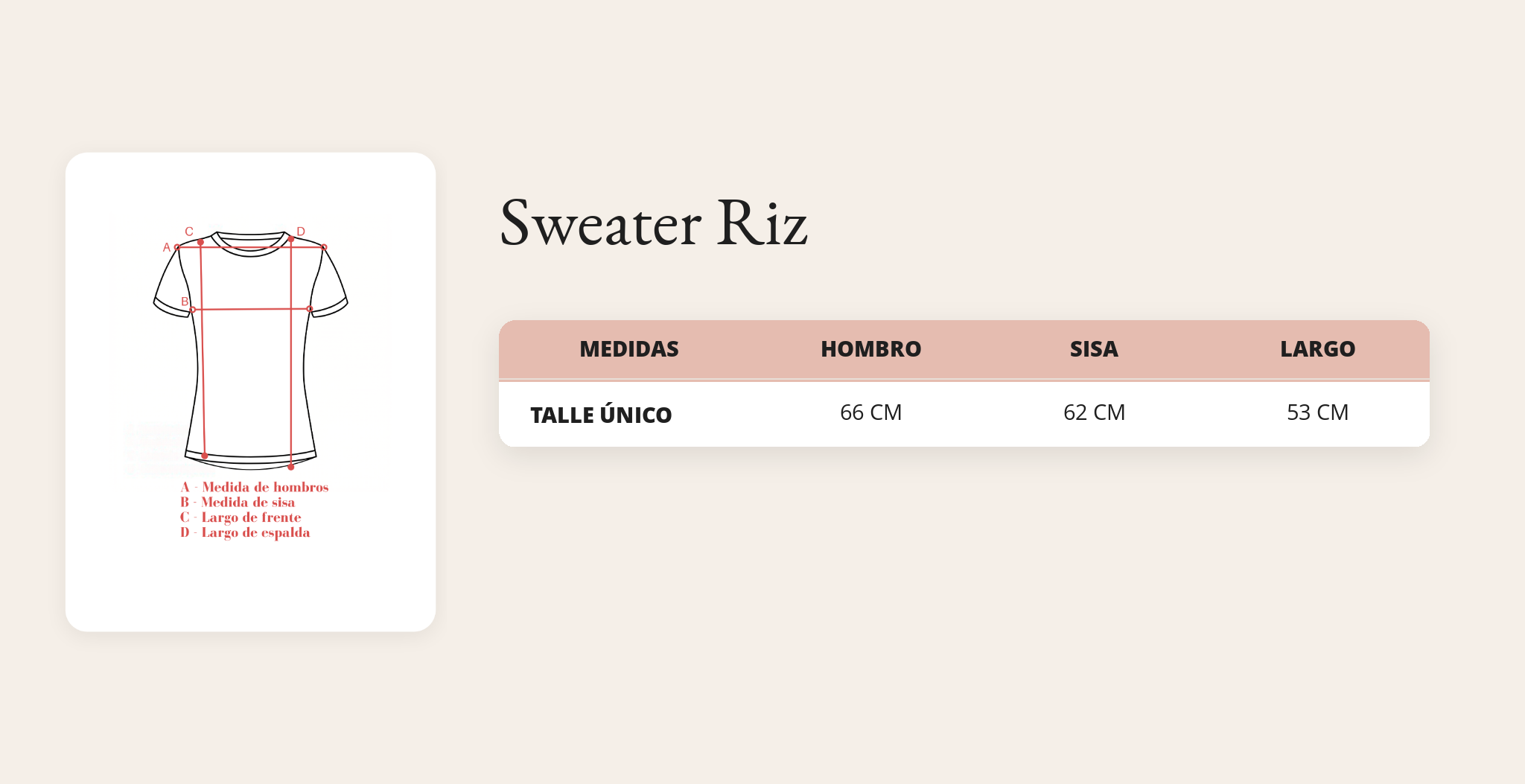 Guía de talles Sweater Riz