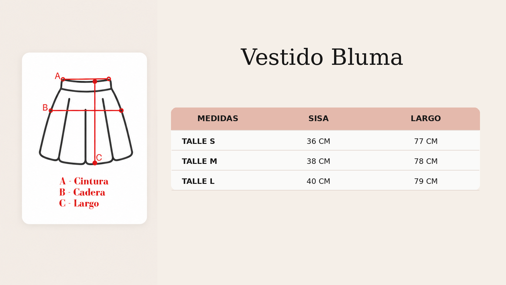 Guía de talles Vestido Bluma
