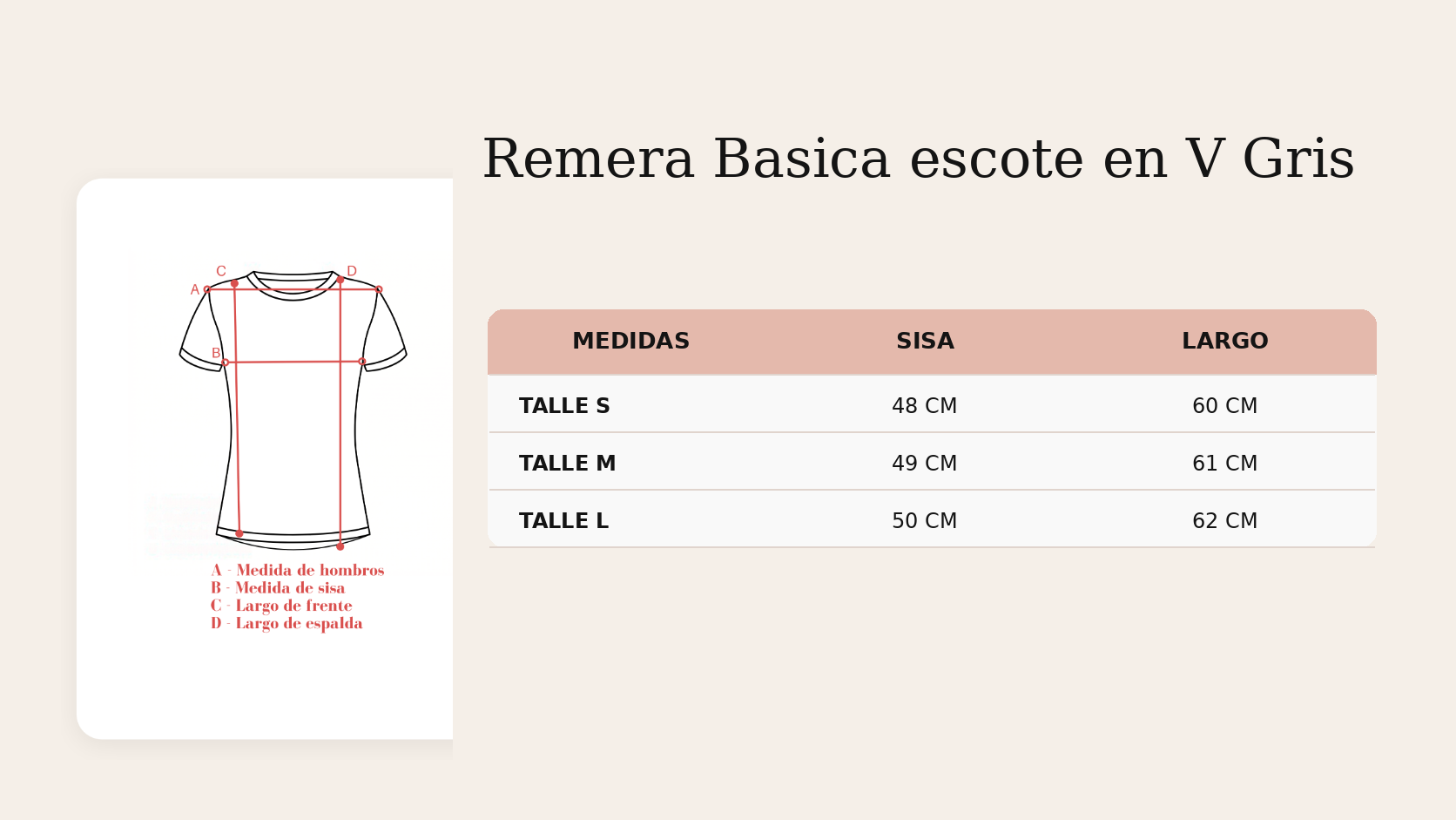 Gu&iacute;a de talles Remera Basica escote en V Gris