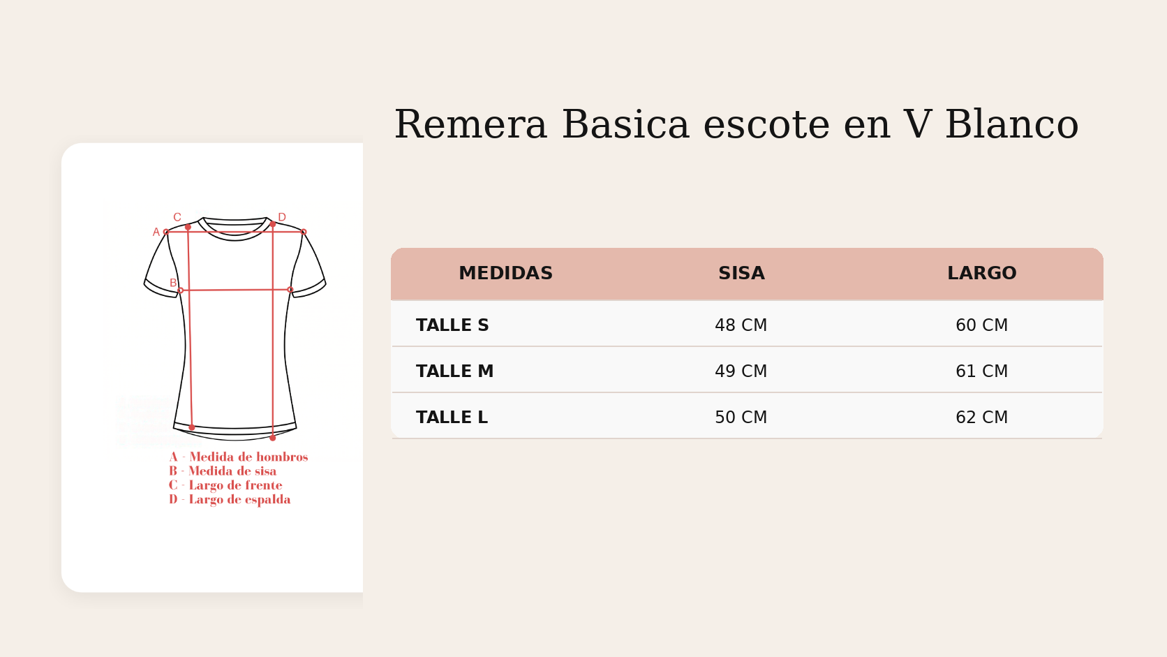 Guía de talles Remera Basica escote en V Blanco