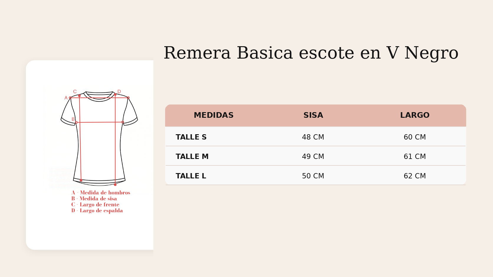 Guía de talles Remera Basica escote en V Negro