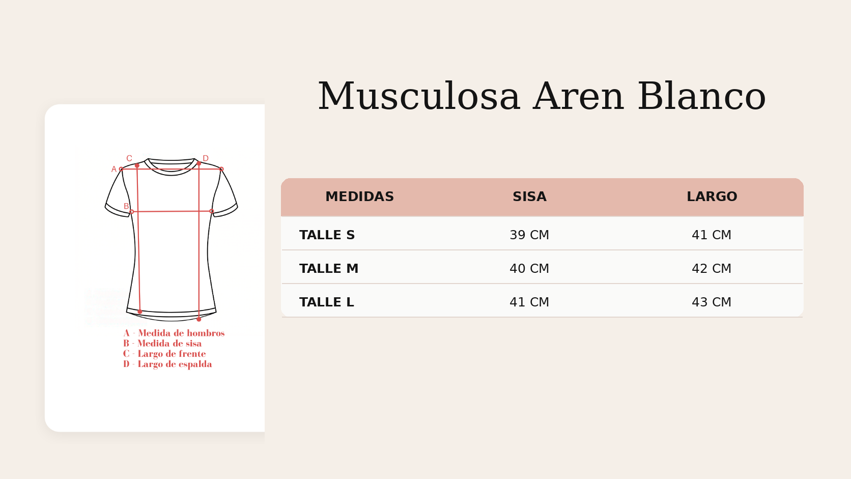 Guía de talles Musculosa Aren Blanco