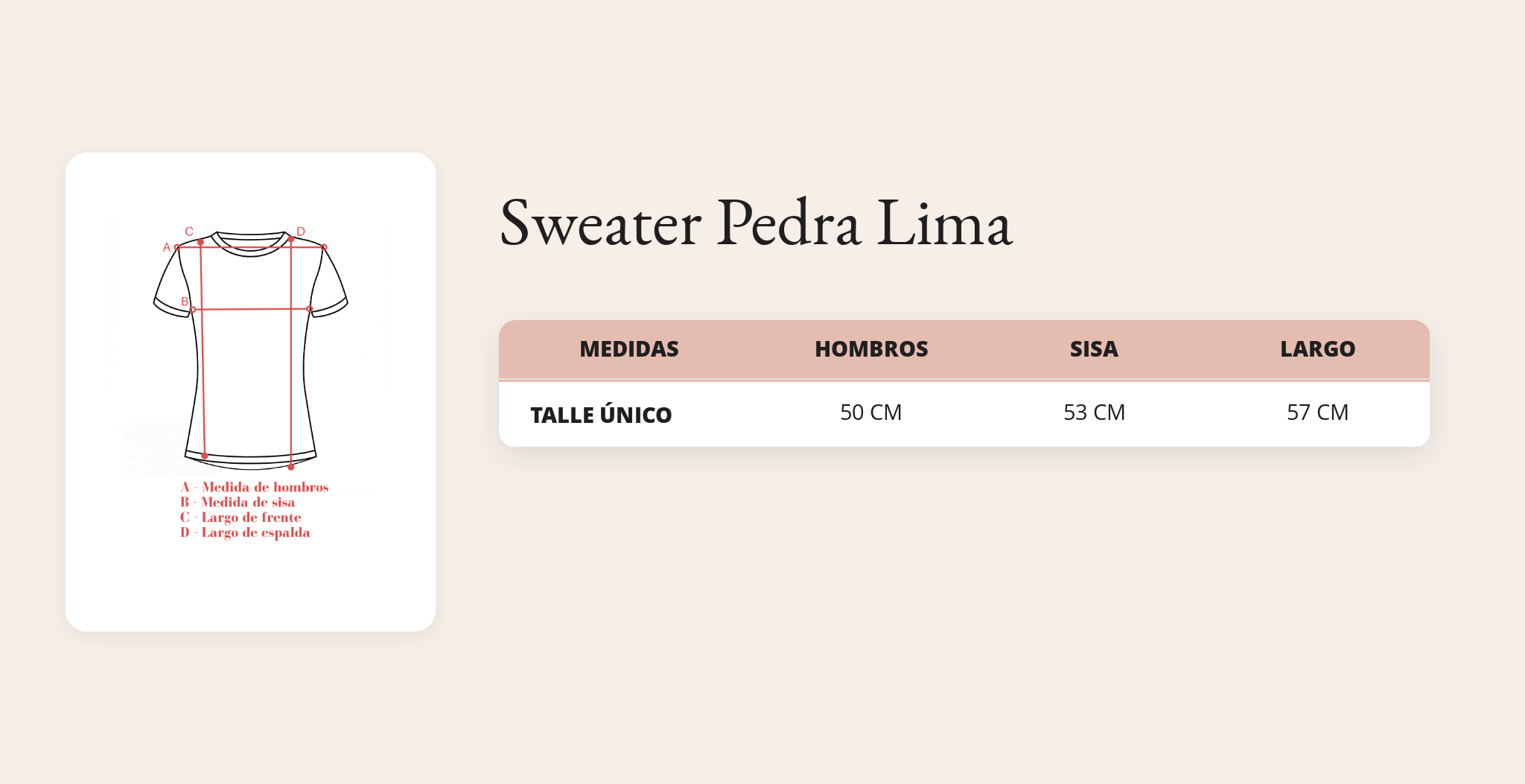 Guía de talles Sweater Pedra Lima