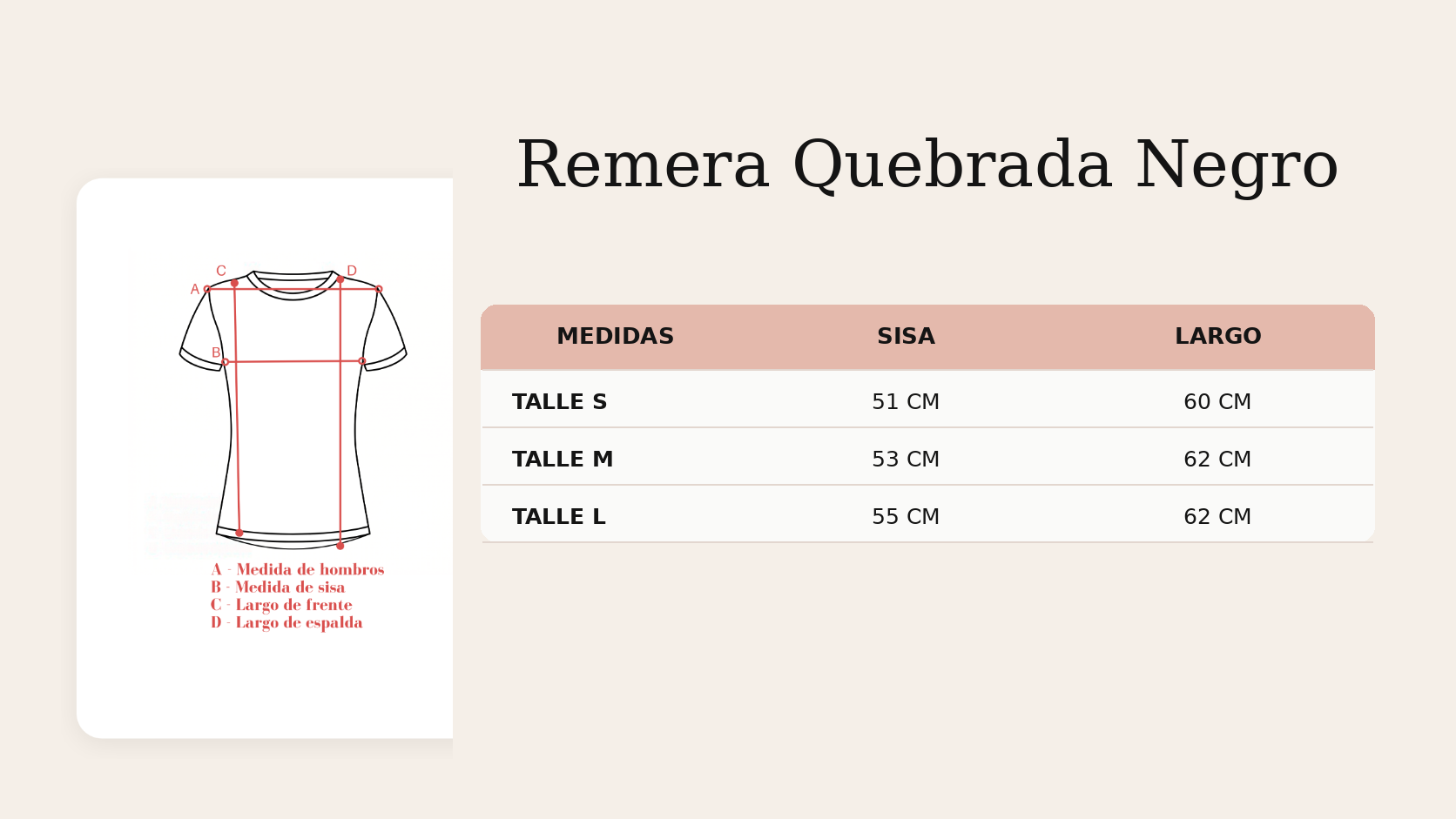 Gu&iacute;a de talles Remera Quebrada Negro