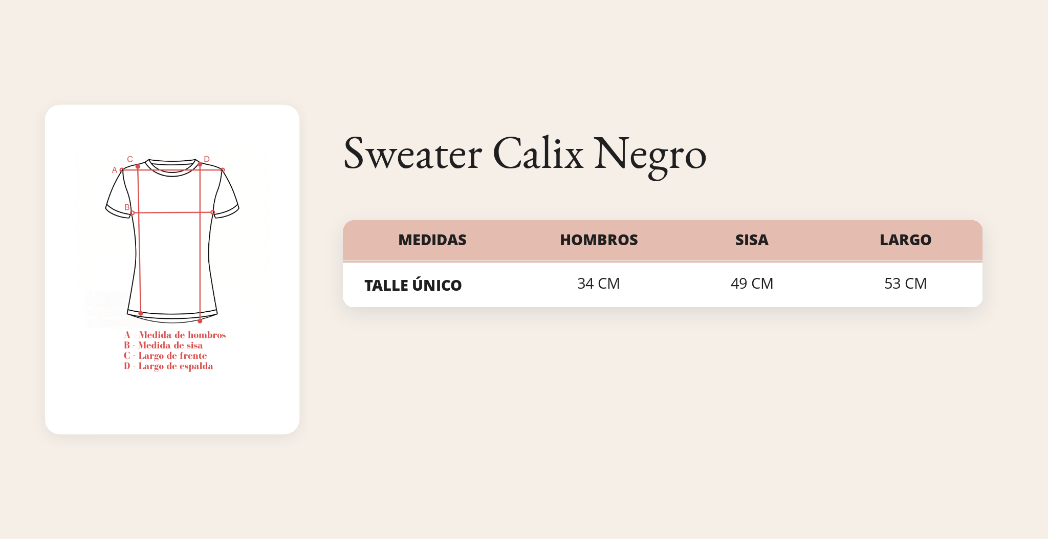 Guía de talles Sweater Calix Negro