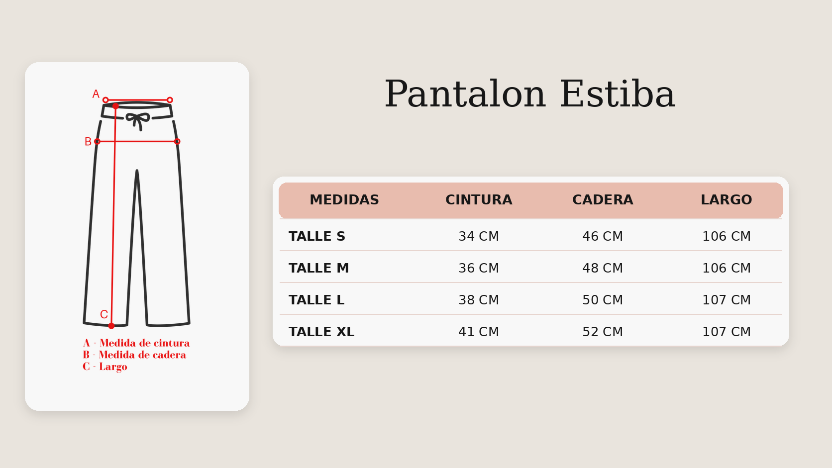 Guía de talles Pantalon Estiba
