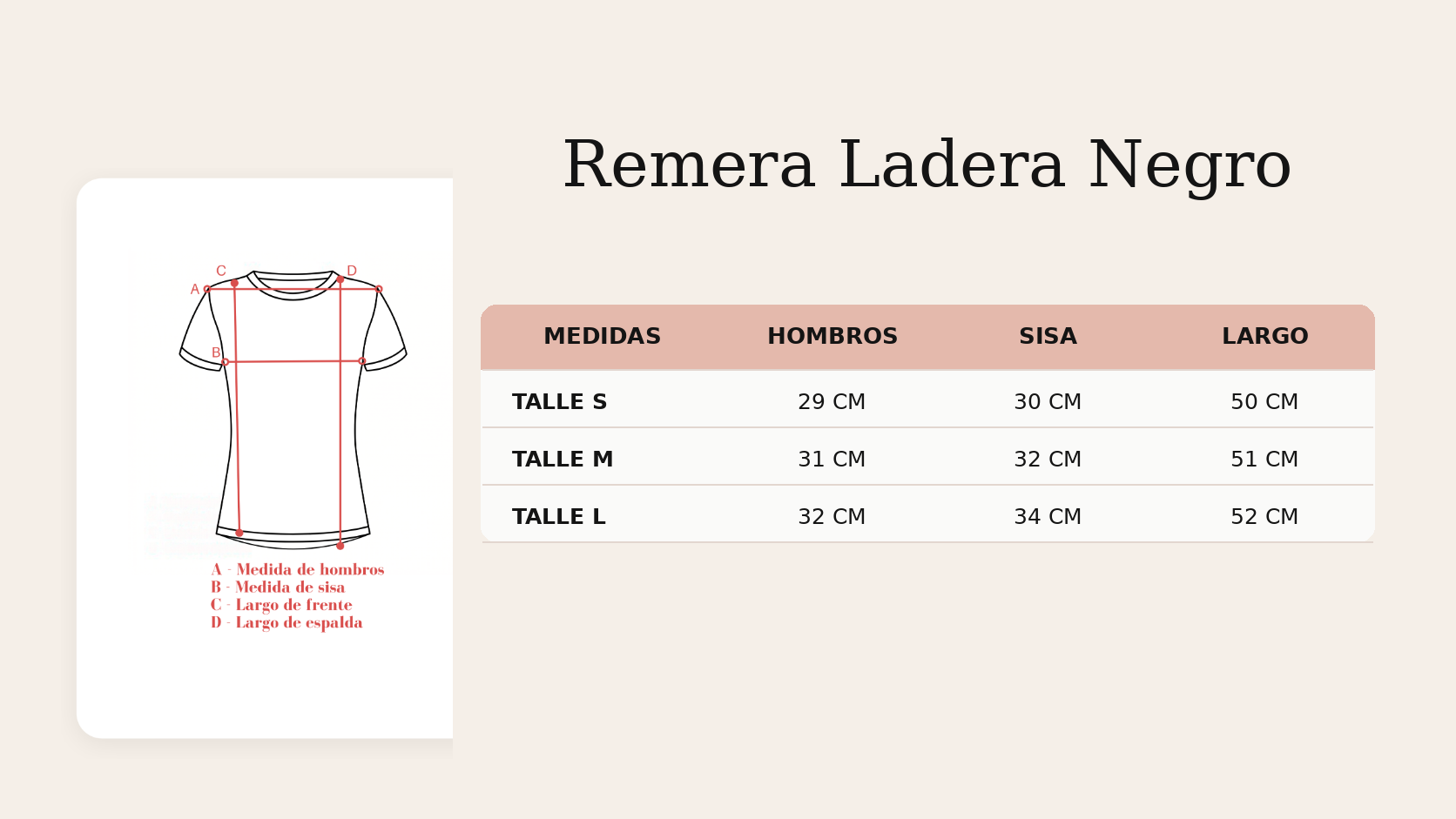 Guía de talles Remera Ladera Negro