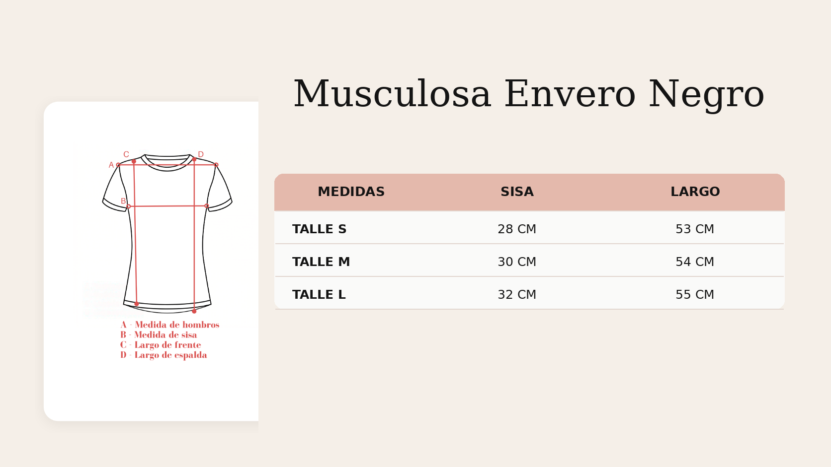 Guía de talles Musculosa Envero Negro