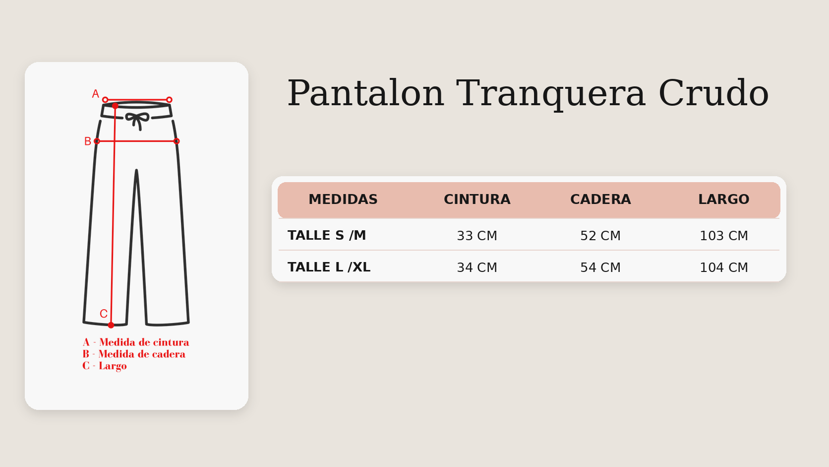 Guía de talles Pantalon Tranquera Crudo