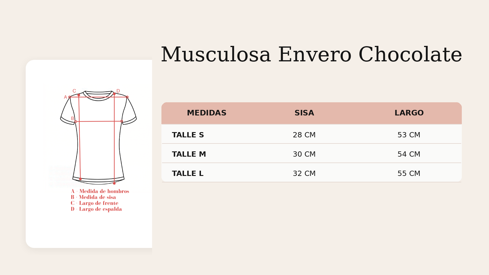 Guía de talles Musculosa Envero Chocolate