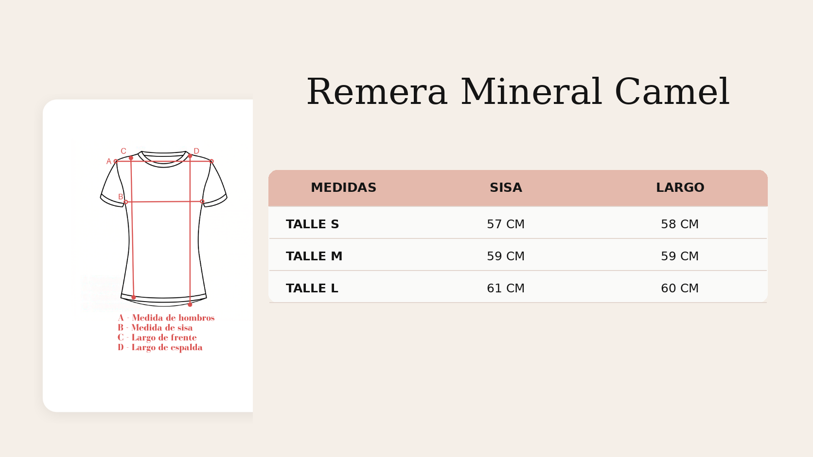 Guía de talles Remera Mineral Camel