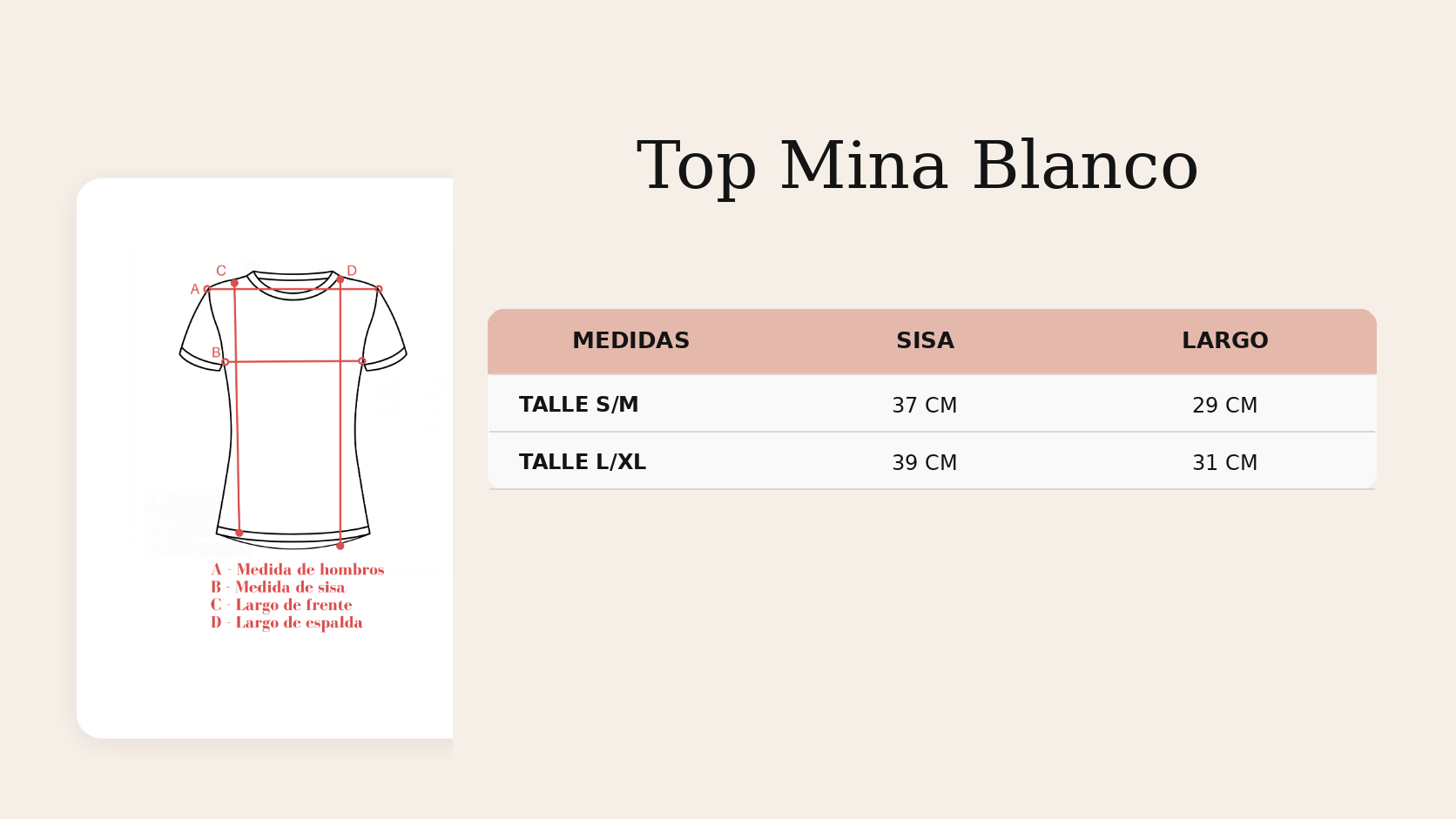 Guía de talles Top Mina Blanco