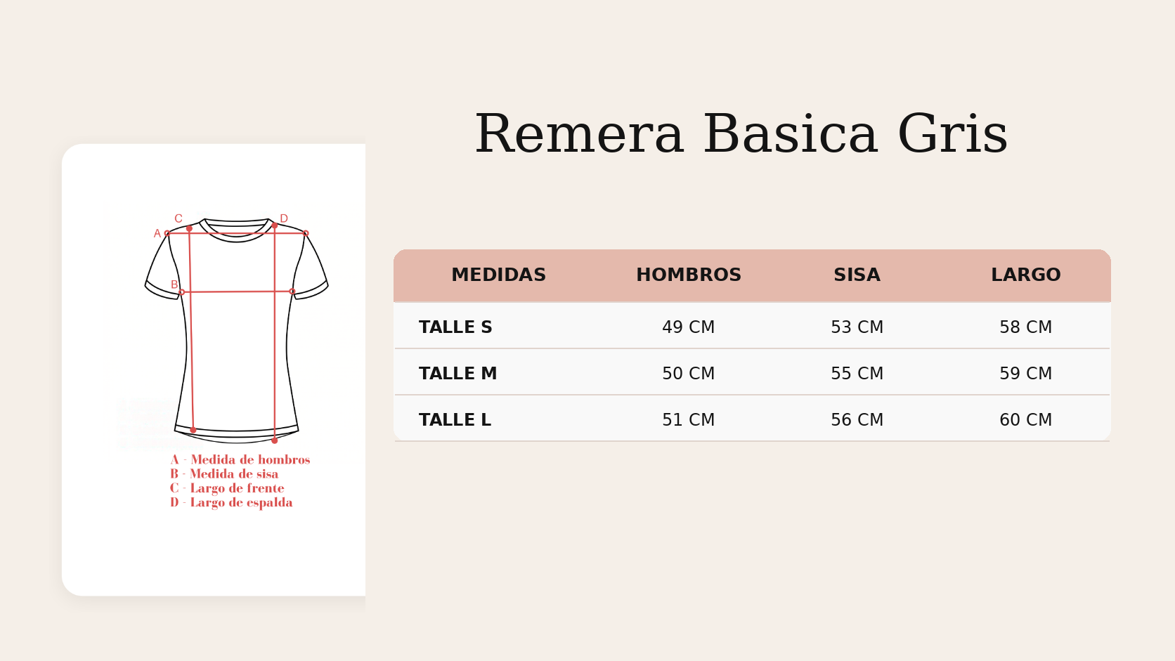 Guía de talles Remera Basica Gris