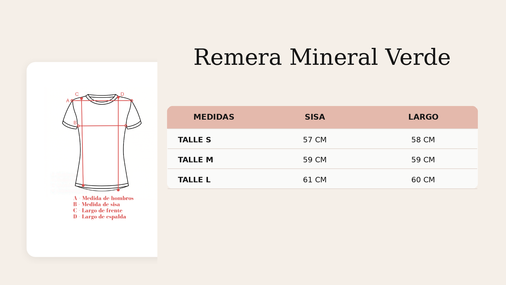 Guía de talles Remera Mineral Verde